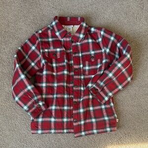Tommy Bahama Red Plaid Kids Button Down Shacket, Sz 10/12